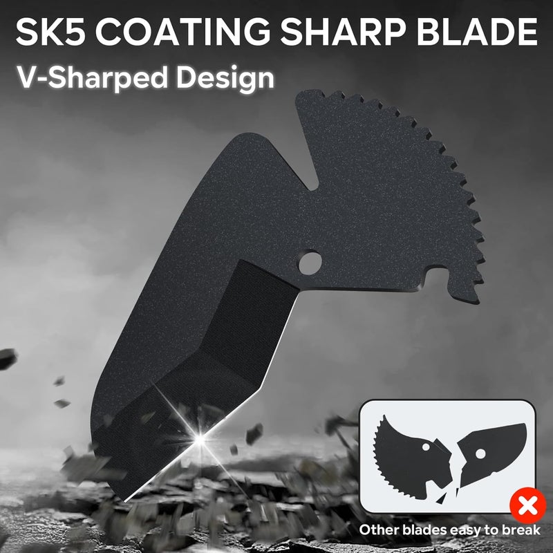 KERRY PVC Pipe Cutter with SK5 Blade, Outer Diameter Up to 2-1/2" Ratcheting Heavy-Duty PEX POLY PE PPR Plastic Hoses and Plumbing Tube Cutting Tool, Thicken Aluminum Body Efficient Extended Handle - Image 3